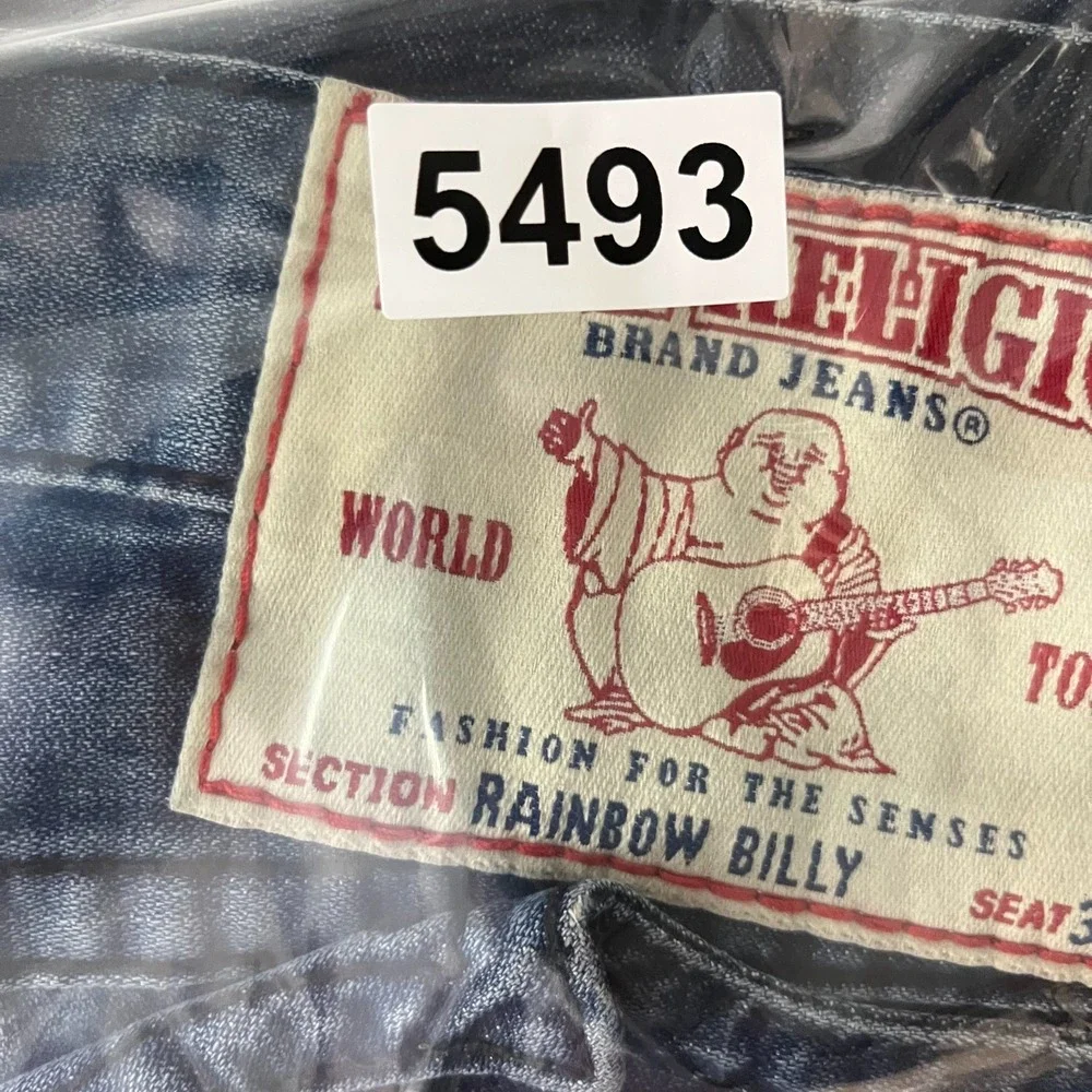 True Religion Rainbow‎ Billy Jeans Women's Blue Denim Cropped USA Made - 39X25
